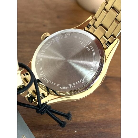 Bulova Women's Watch 98X119 Quartz Crystal Accent Mother of Pearl Dial Gold 32mm - Picture 6 of 13